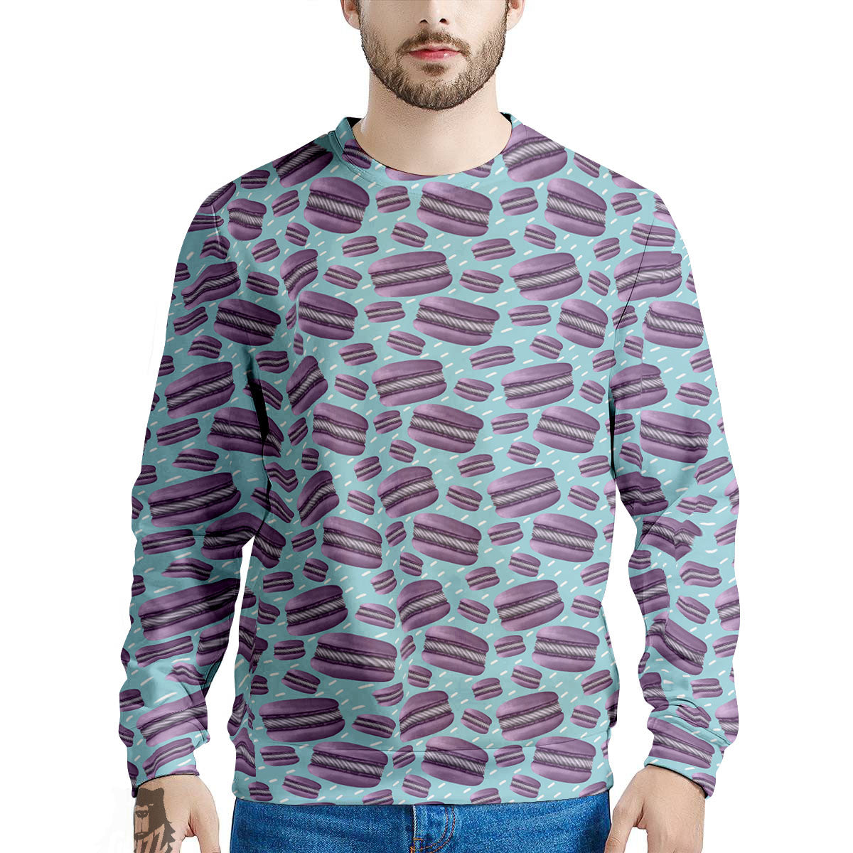 French Macarons Print Pattern Men's Sweatshirt-grizzshop