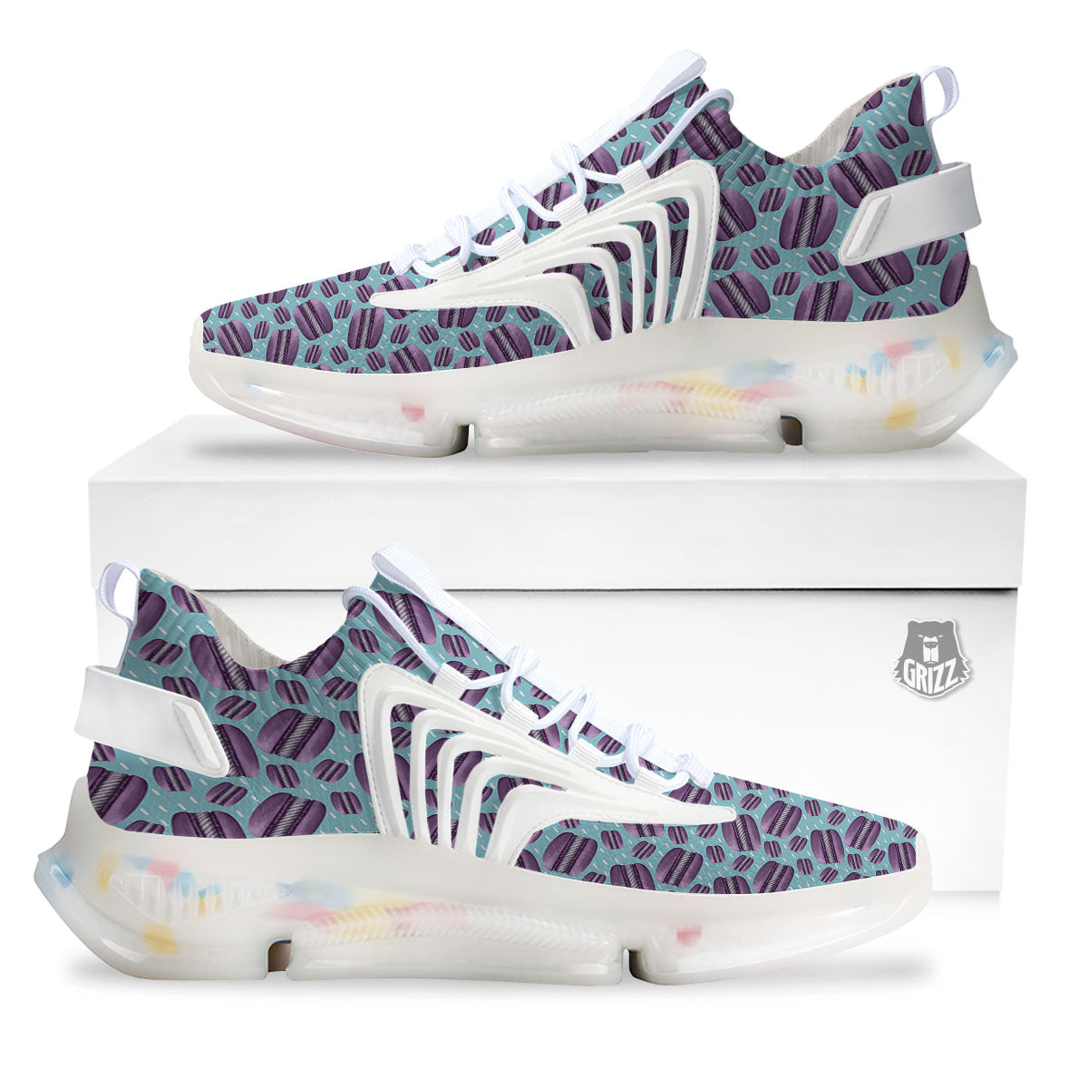 French Macarons Print Pattern White Gym Shoes-grizzshop