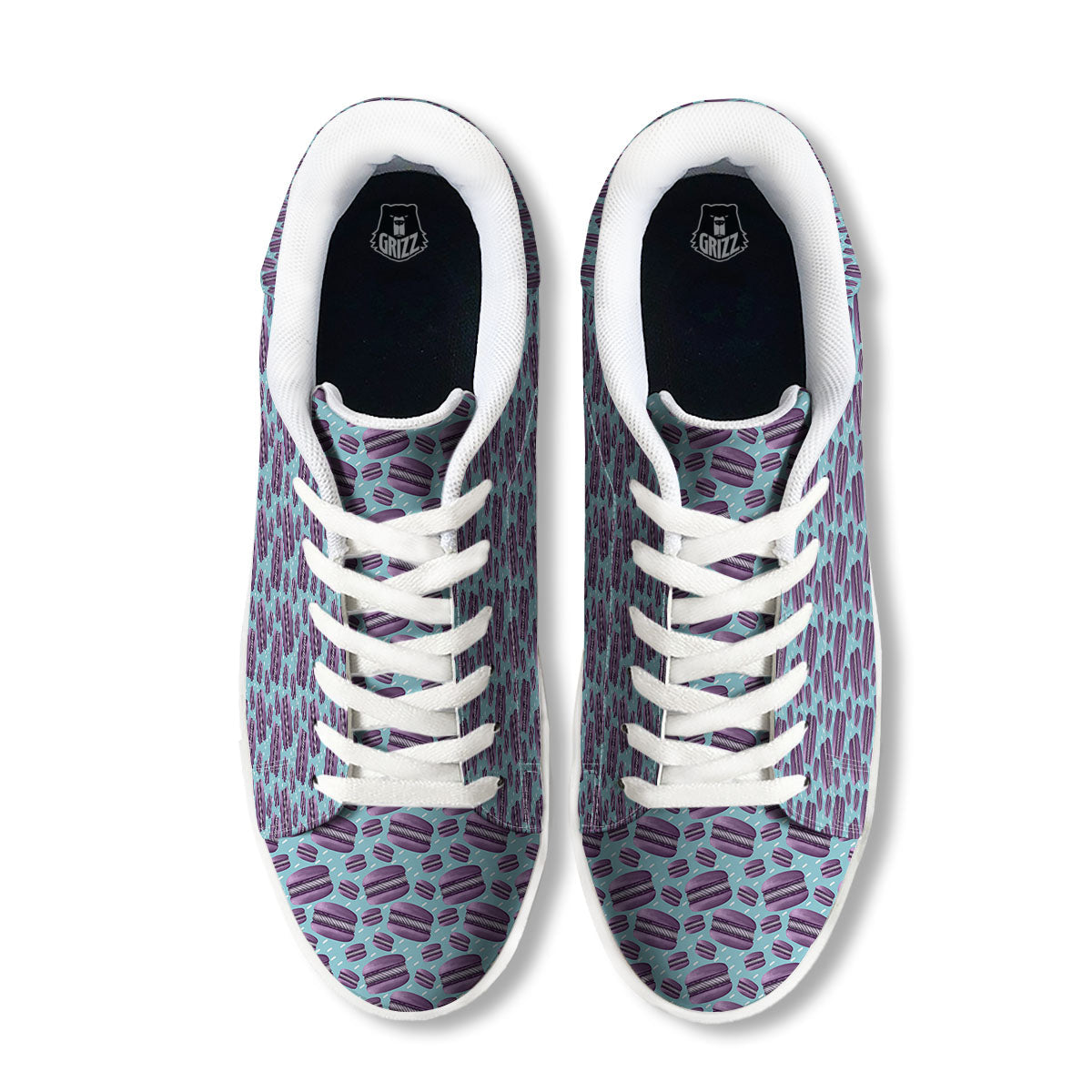 French Macarons Print Pattern White Low Top Sneakers-grizzshop