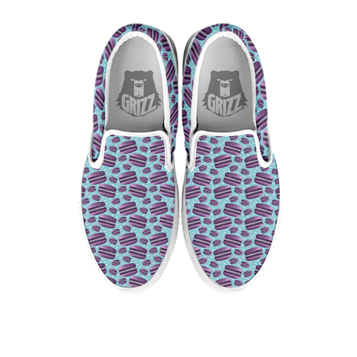 French Macarons Print Pattern White Slip On Shoes-grizzshop
