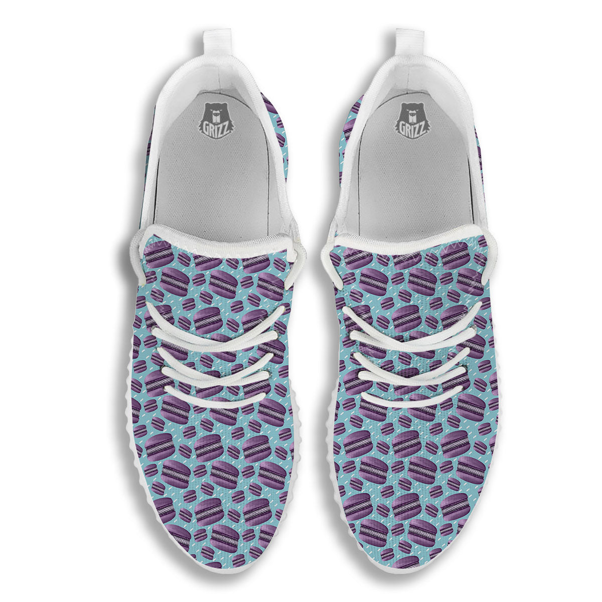 French Macarons Print Pattern White Walking Shoes-grizzshop