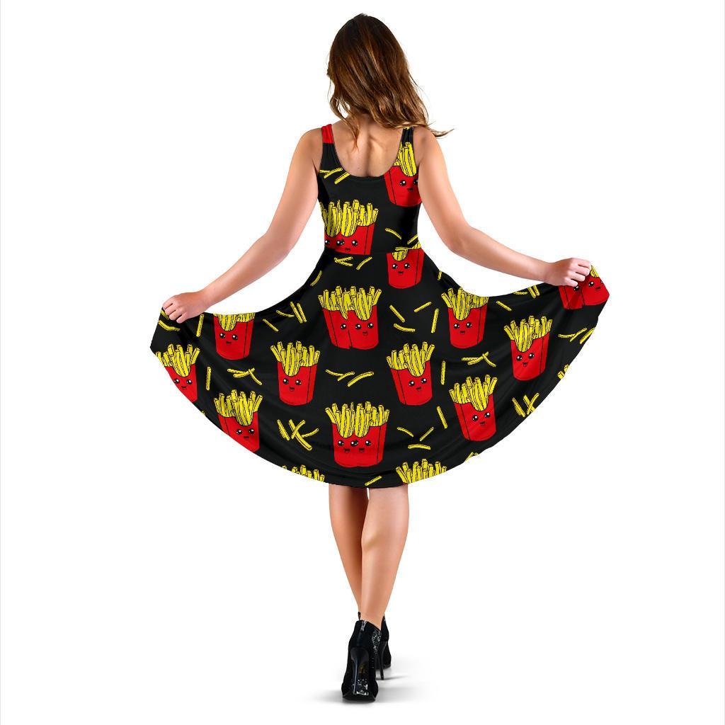 French Fries Cartoon Print Pattern Dress-grizzshop