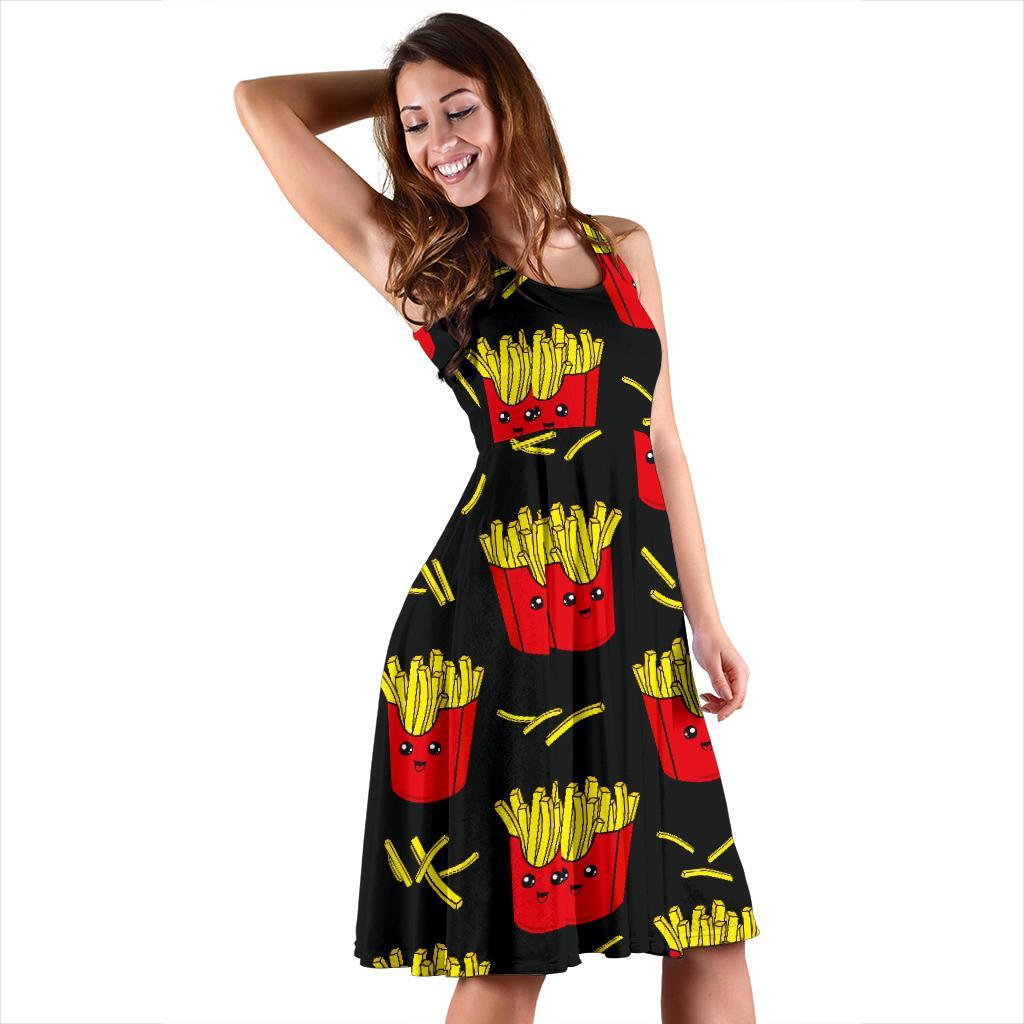 French Fries Cartoon Print Pattern Dress-grizzshop