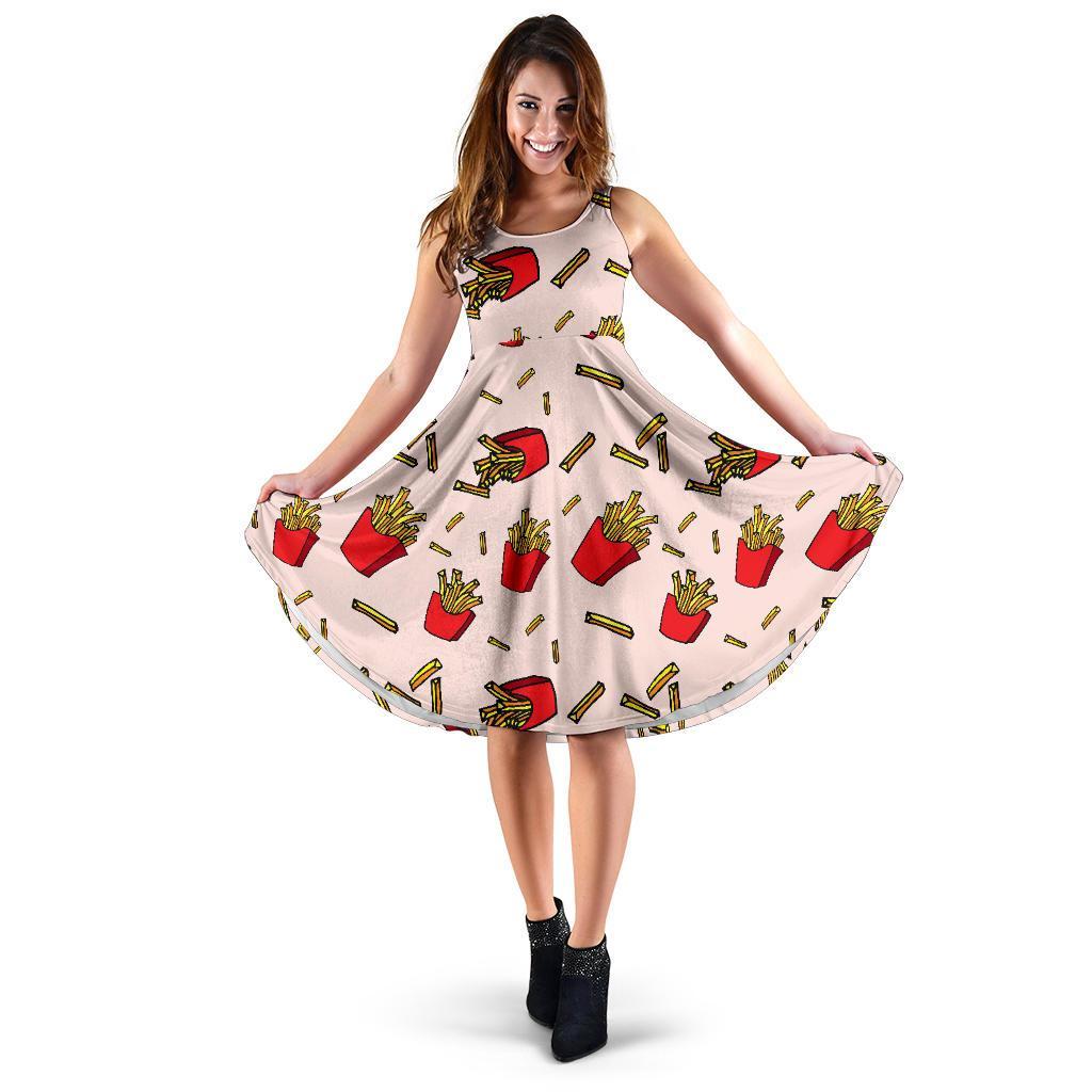 French Fries Pattern Print Dress-grizzshop