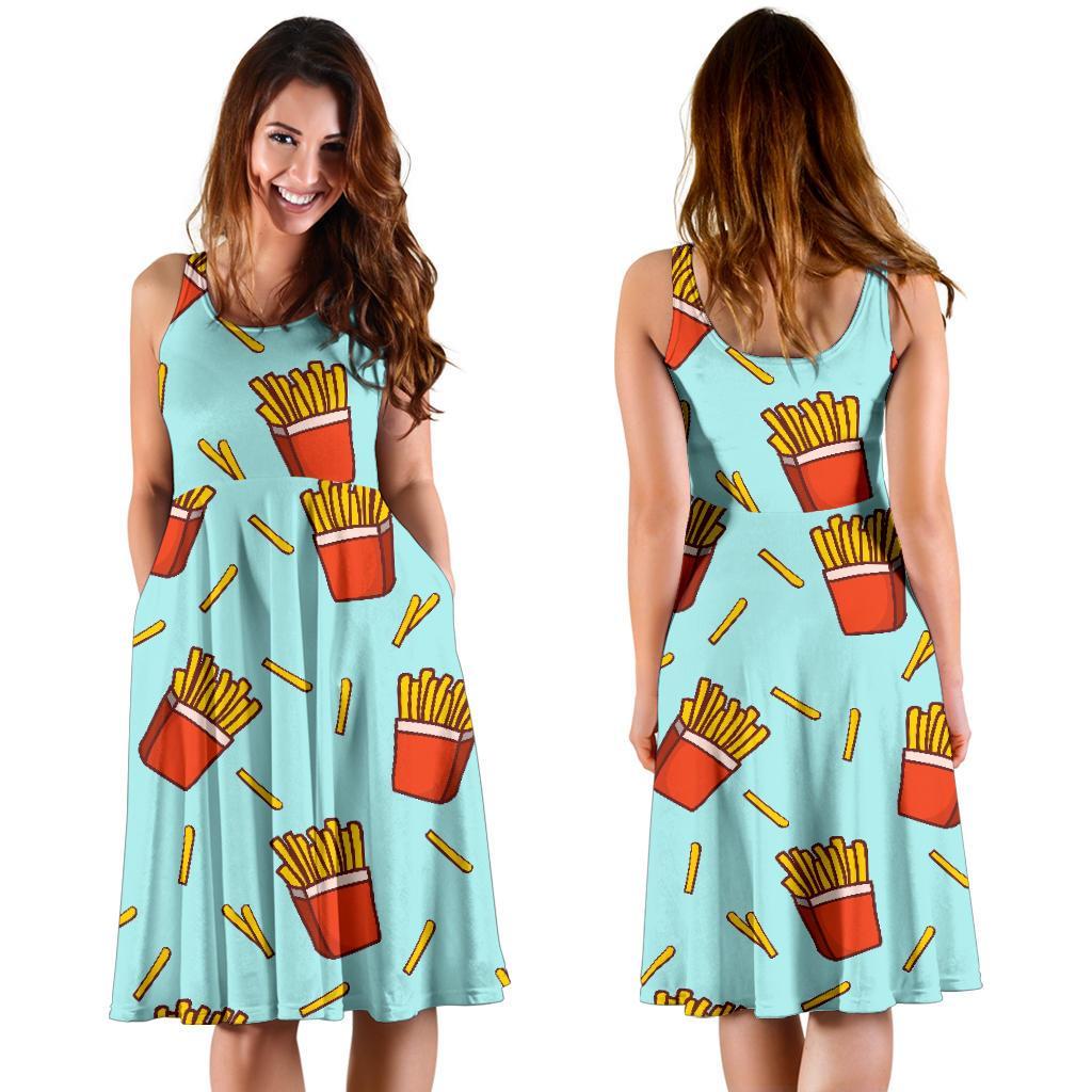 French Fries Print Pattern Dress-grizzshop