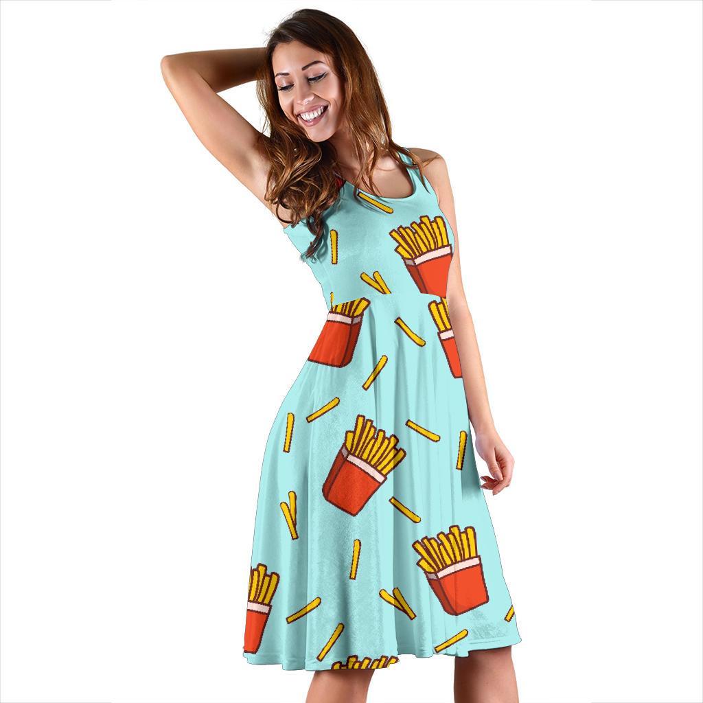 French Fries Print Pattern Dress-grizzshop