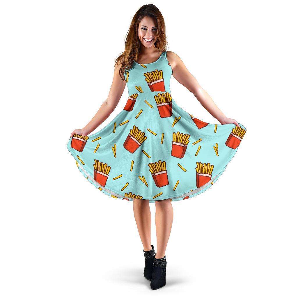 French Fries Print Pattern Dress-grizzshop