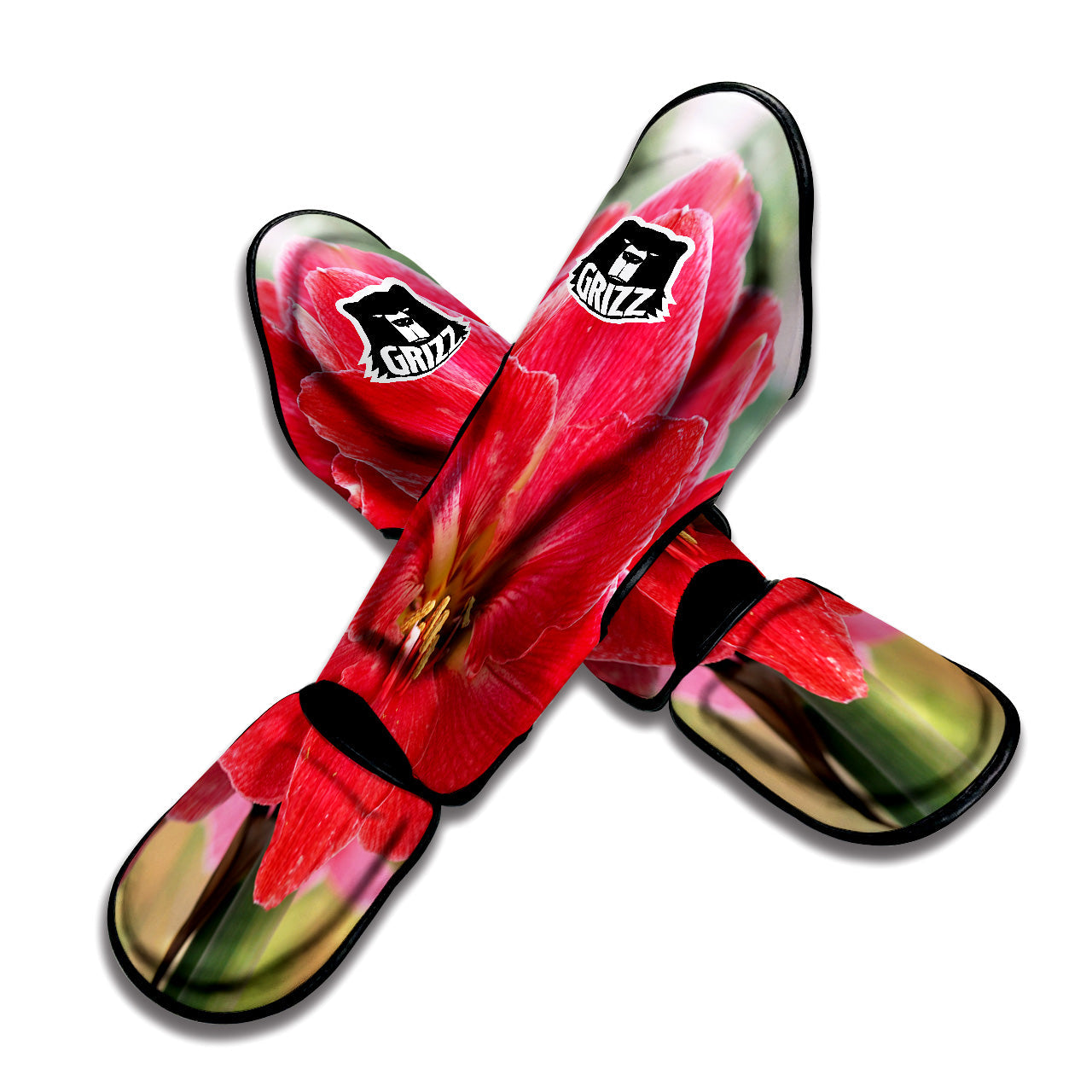 Fresh Amaryllis Print Muay Thai Shin Guards-grizzshop