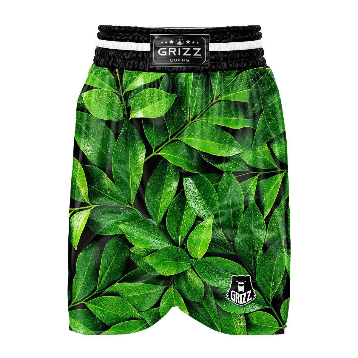 Fresh Leaf Green Print Boxing Shorts-grizzshop