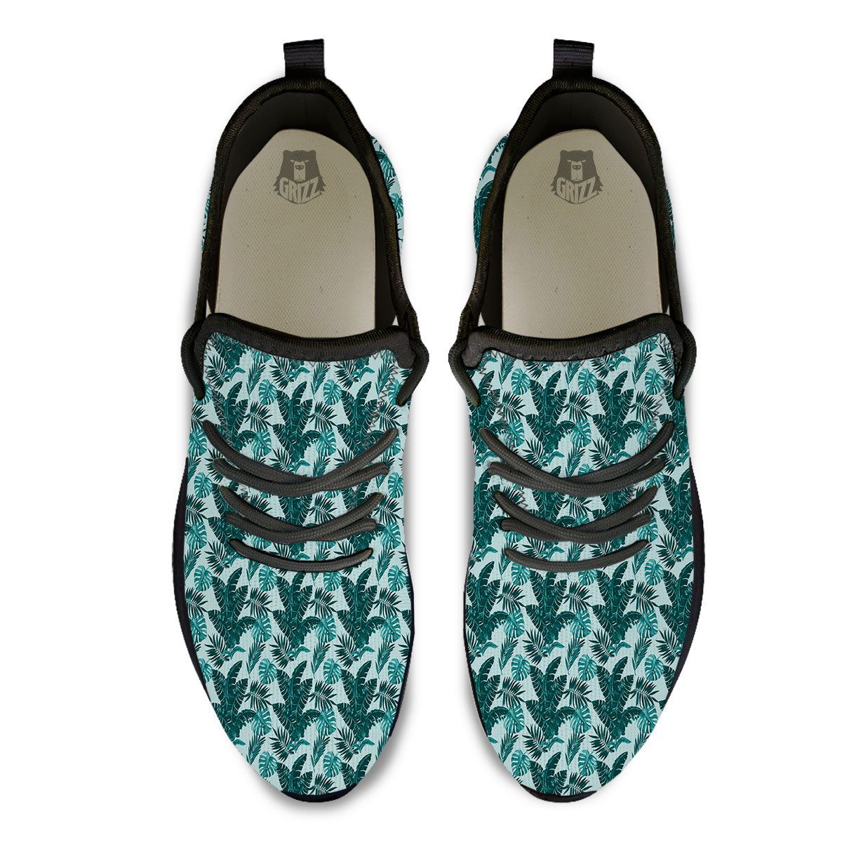 Fresh Leaf Tropical Print Black Athletic Shoes-grizzshop