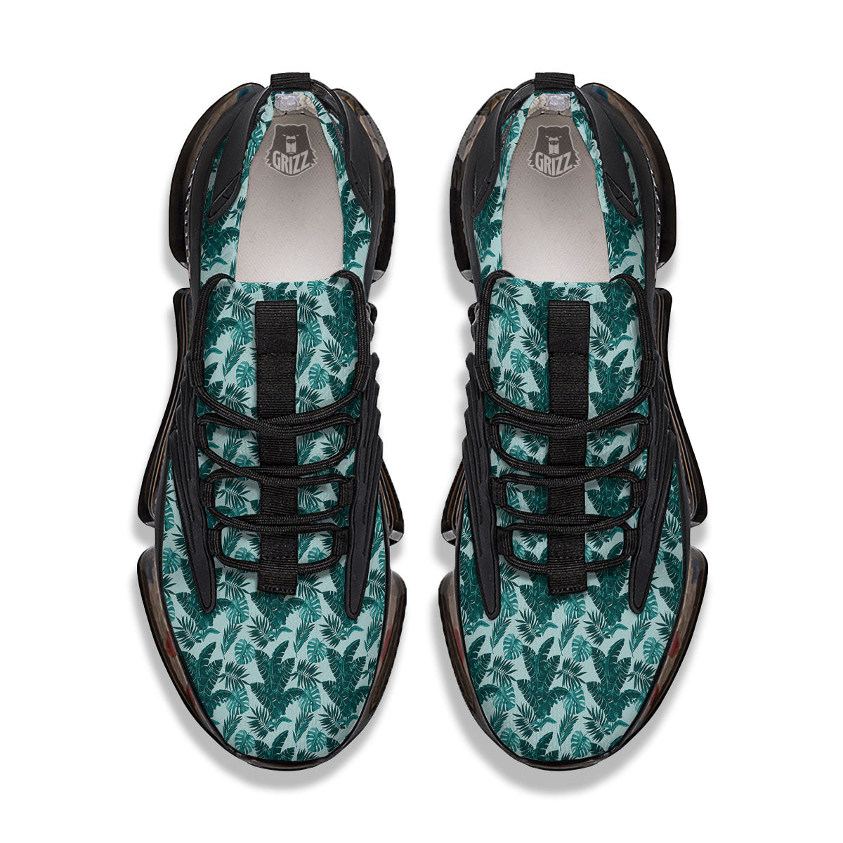 Fresh Leaf Tropical Print Black Gym Shoes-grizzshop