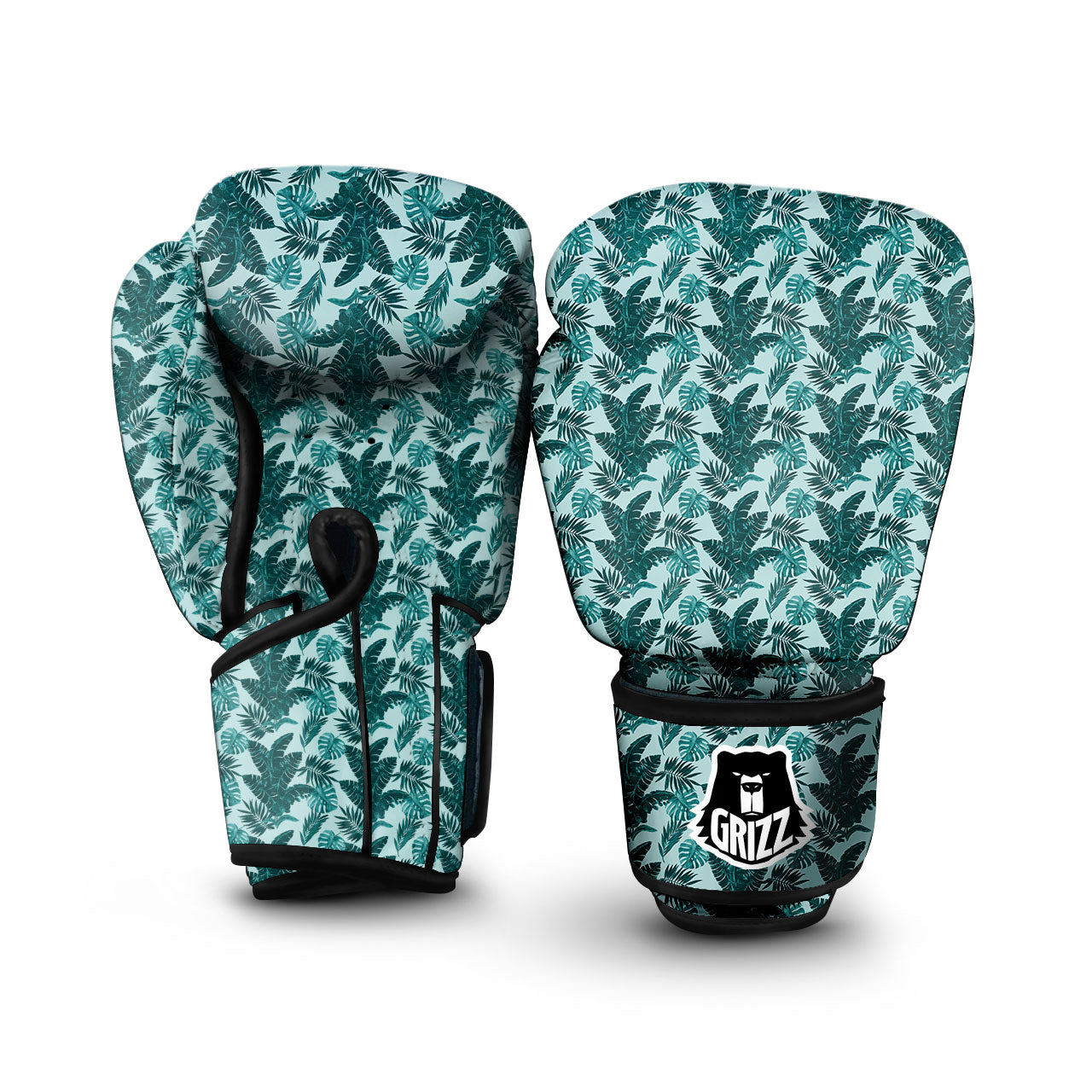 Neon Multicolor Palm Leaf Print Boxing Gloves