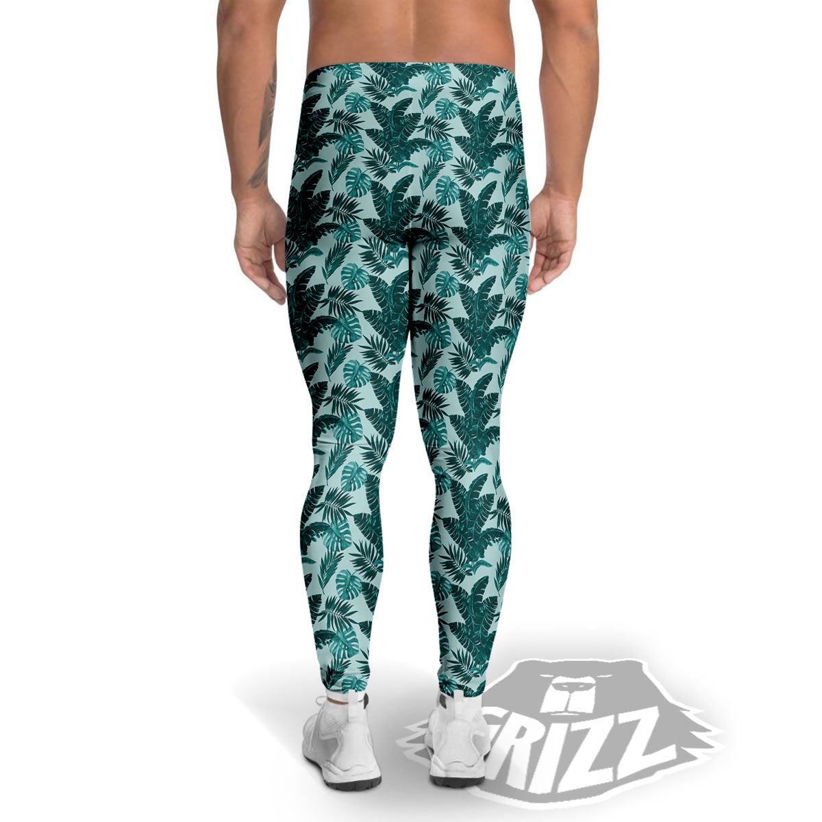 Fresh Leaf Tropical Print Men's Leggings-grizzshop