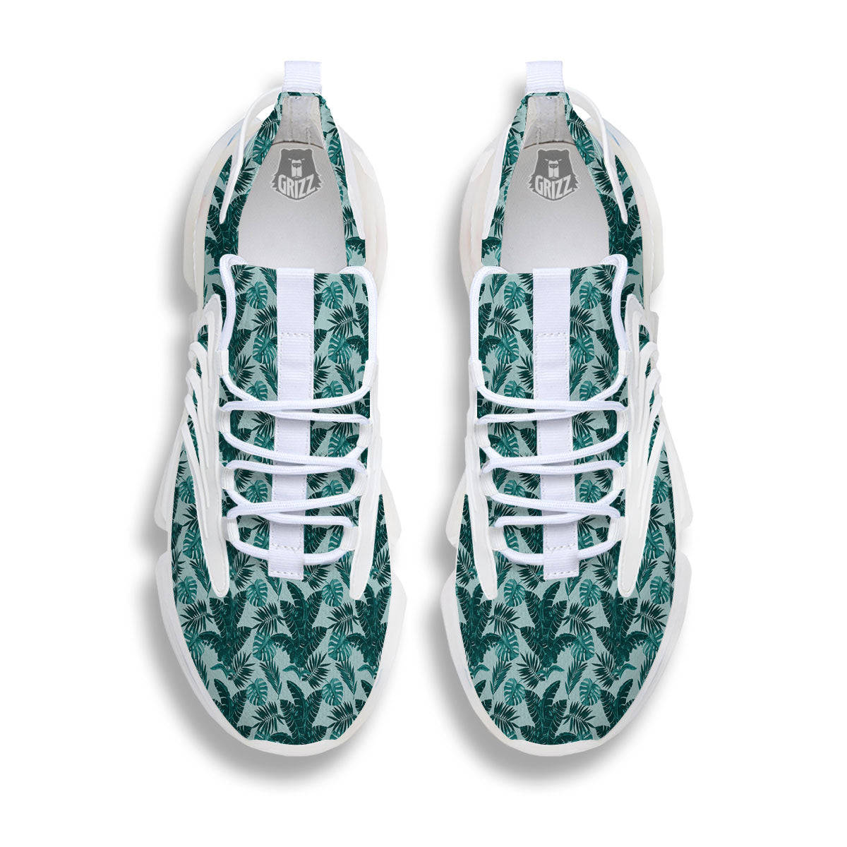 Fresh Leaf Tropical Print White Gym Shoes-grizzshop