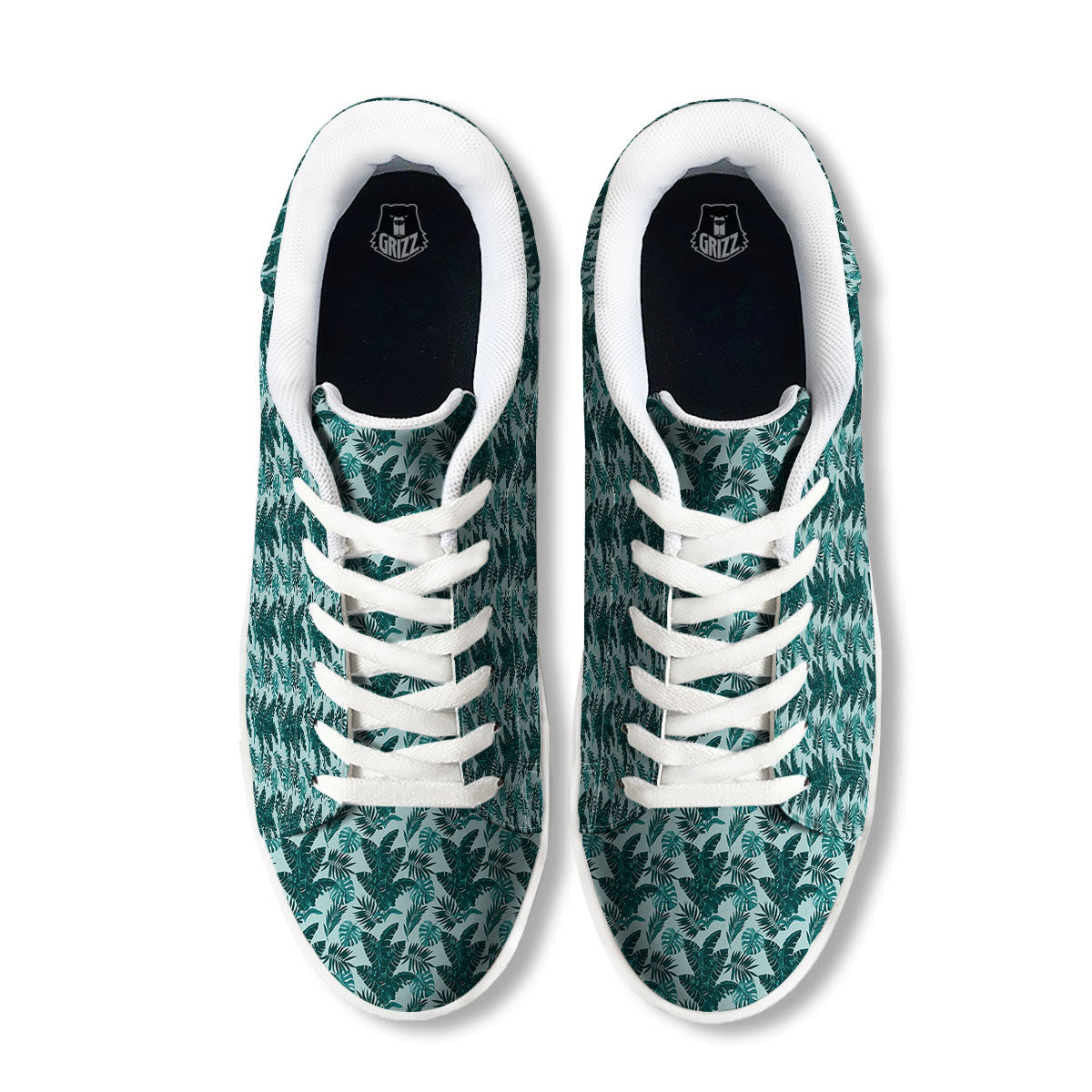Fresh Leaf Tropical Print White Low Top Sneakers-grizzshop