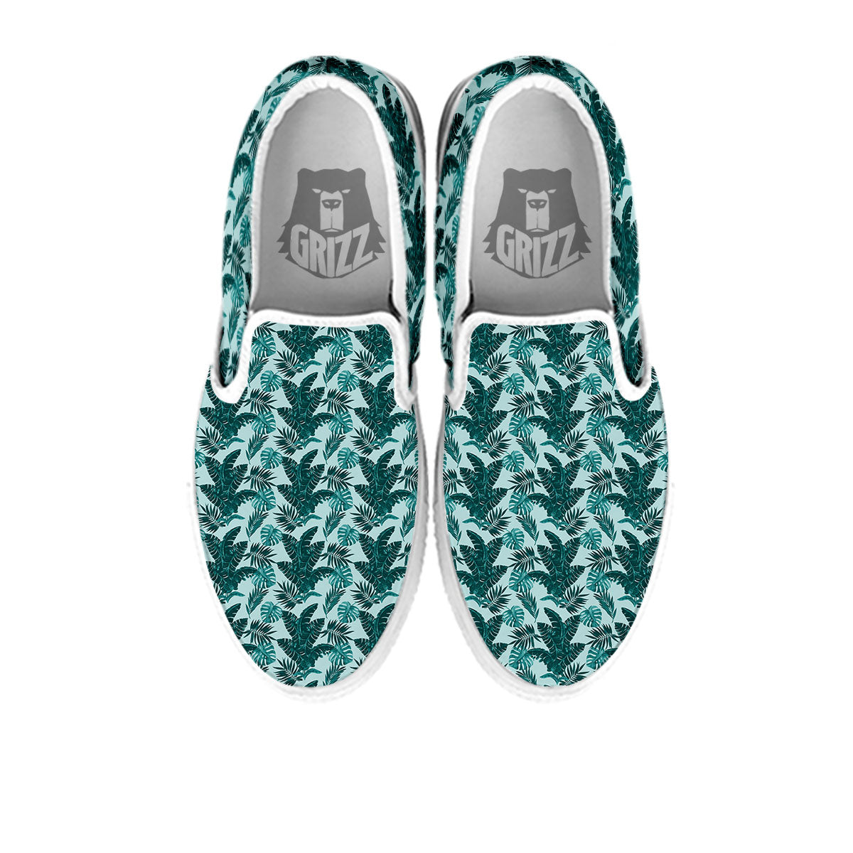 Fresh Leaf Tropical Print White Slip On Shoes-grizzshop