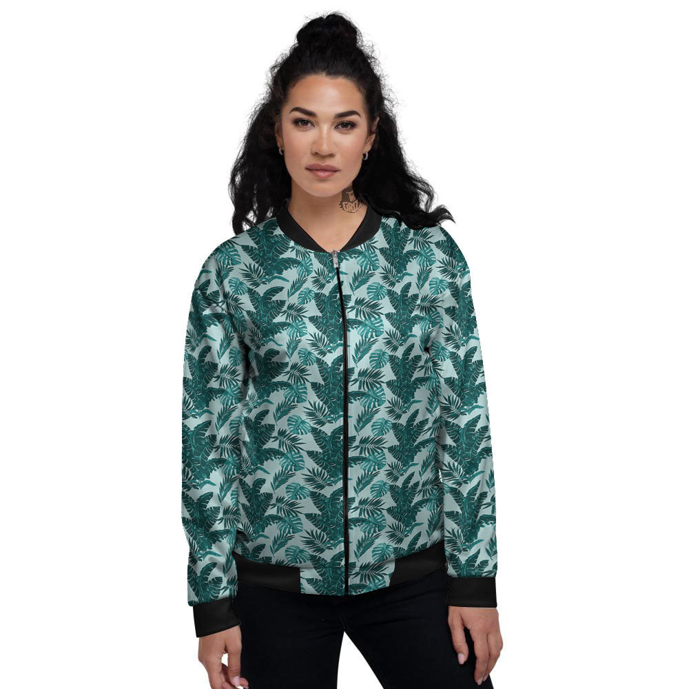 Fresh Leaf Tropical Print Women's Bomber Jacket-grizzshop