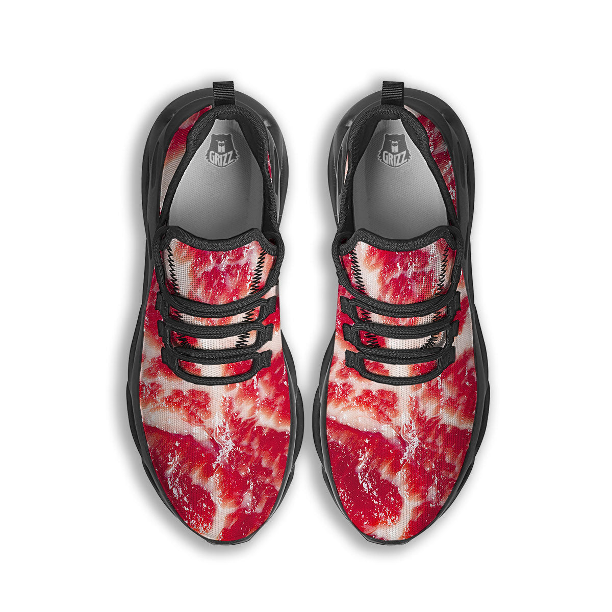 Fresh Meat Print Black Running Shoes-grizzshop