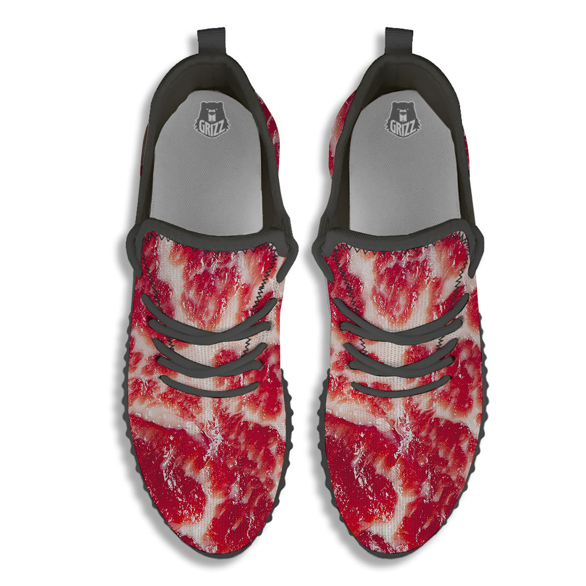 Fresh Meat Print Black Walking Shoes-grizzshop