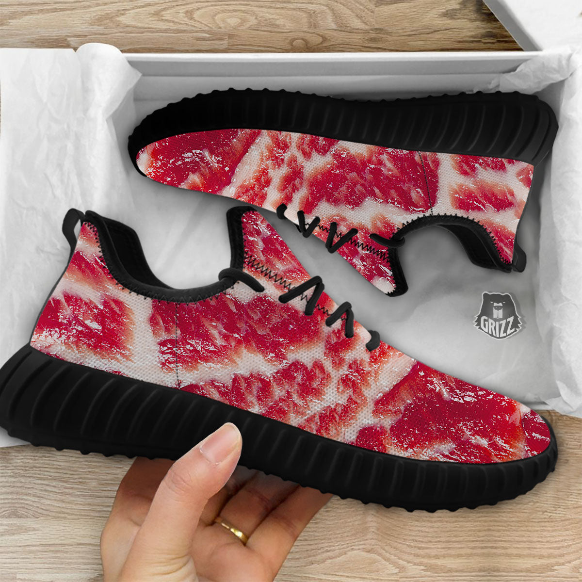 Fresh Meat Print Black Walking Shoes-grizzshop