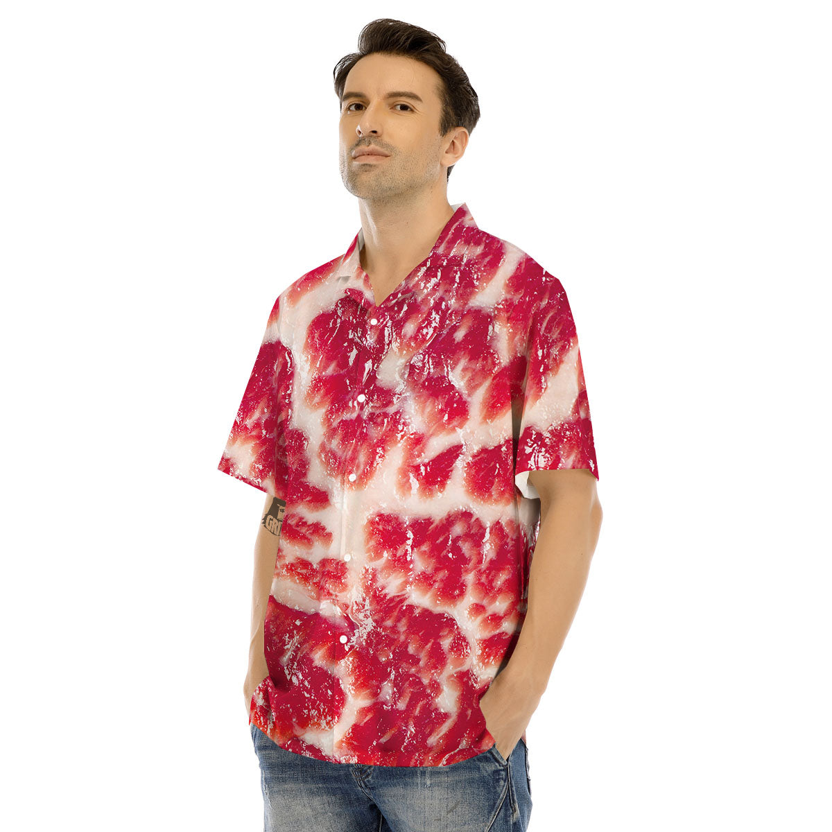 Fresh Meat Print Men's Hawaiian Shirt-grizzshop