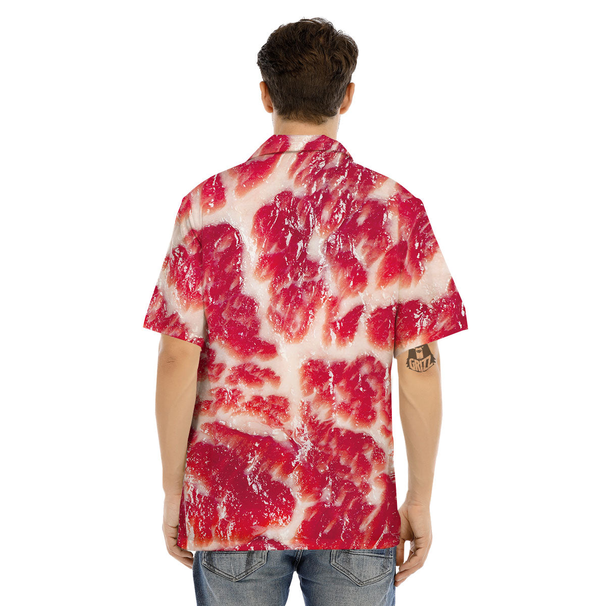 Fresh Meat Print Men's Hawaiian Shirt-grizzshop