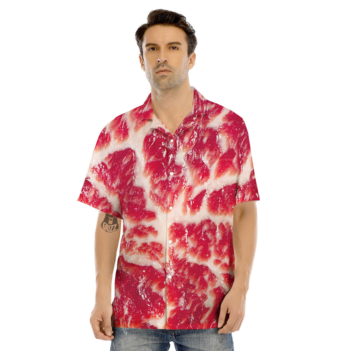 Fresh Meat Print Men's Hawaiian Shirt-grizzshop