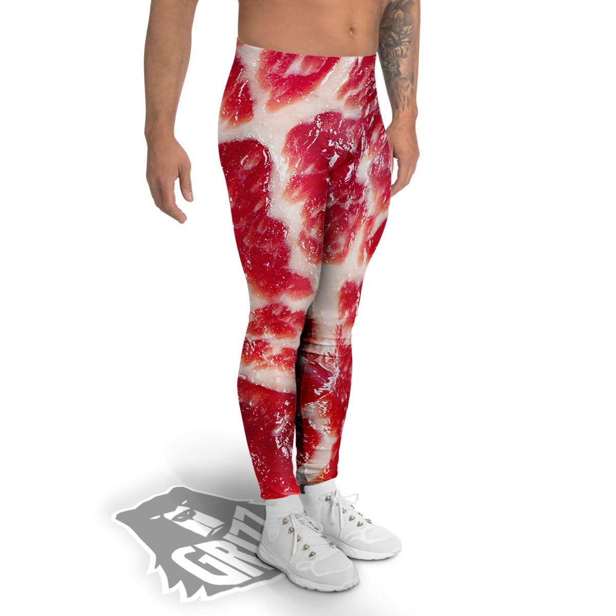 Fresh Meat Print Men's Leggings-grizzshop