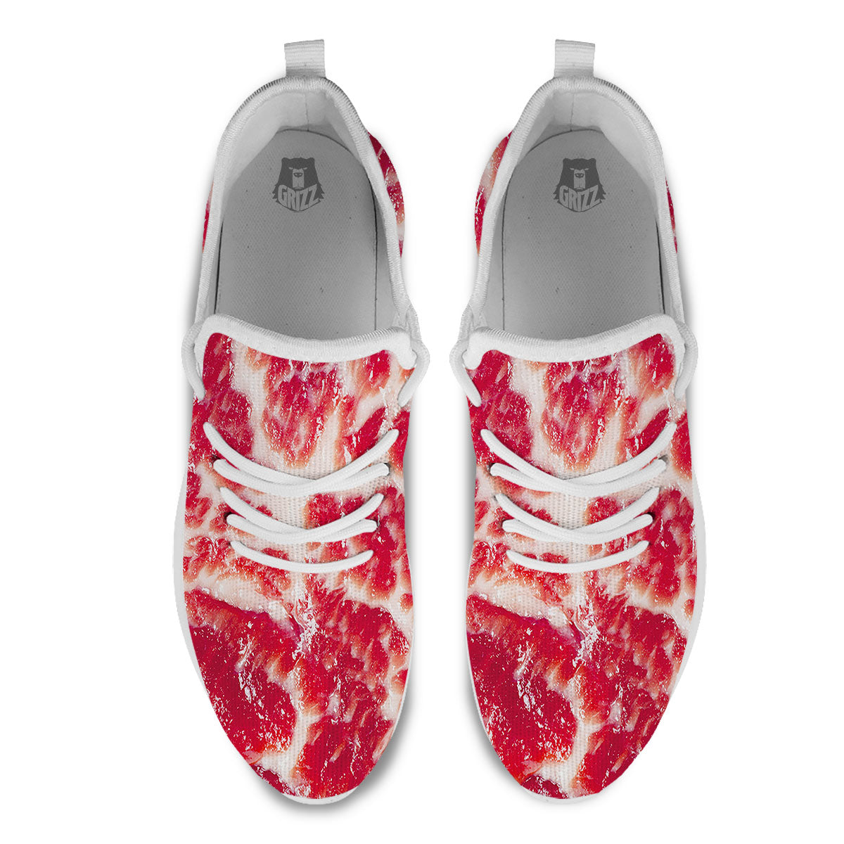 Fresh Meat Print White Athletic Shoes-grizzshop