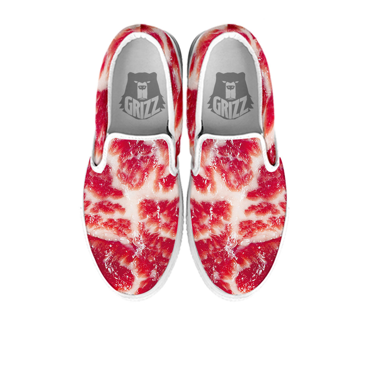 Fresh Meat Print White Slip On Shoes-grizzshop