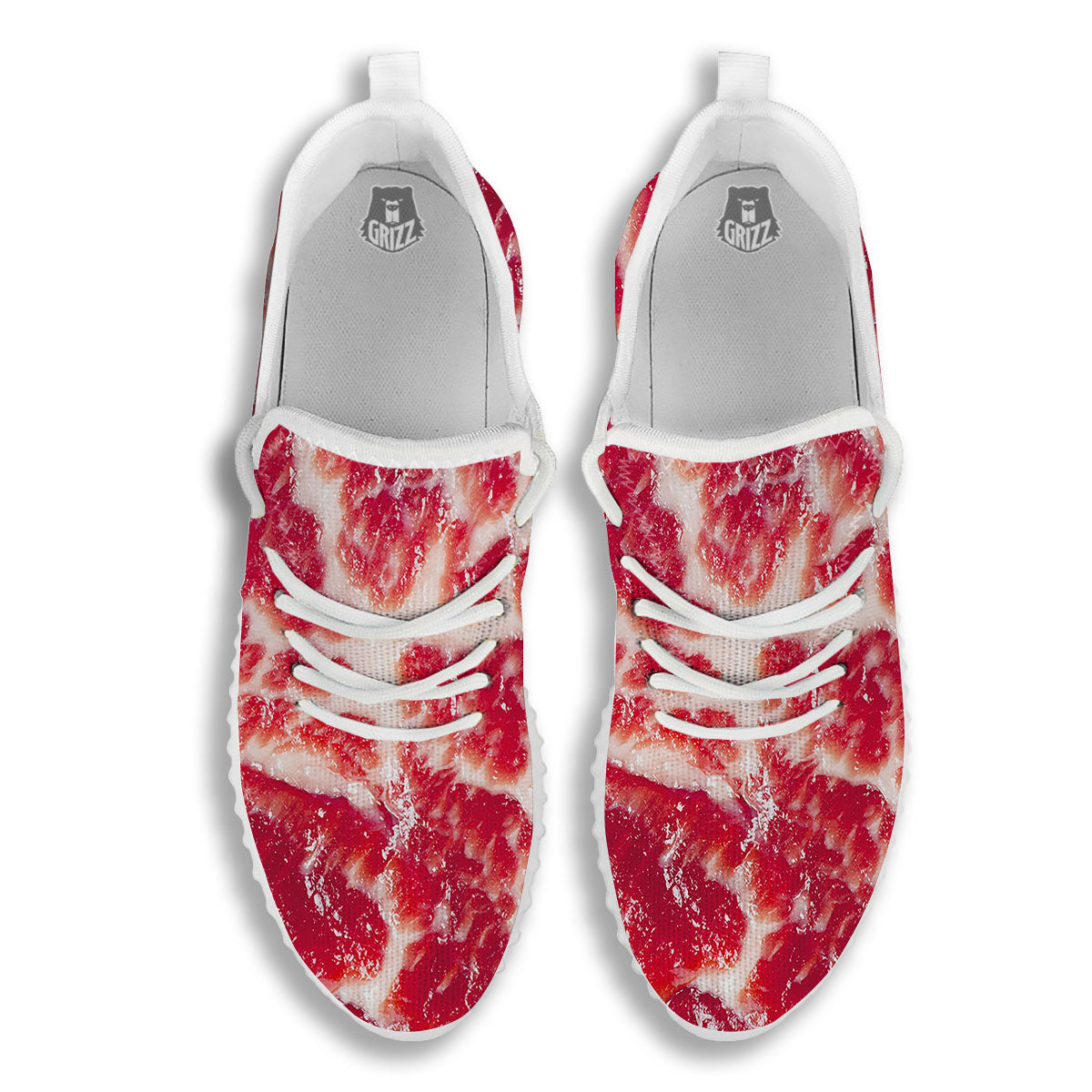 Fresh Meat Print White Walking Shoes-grizzshop