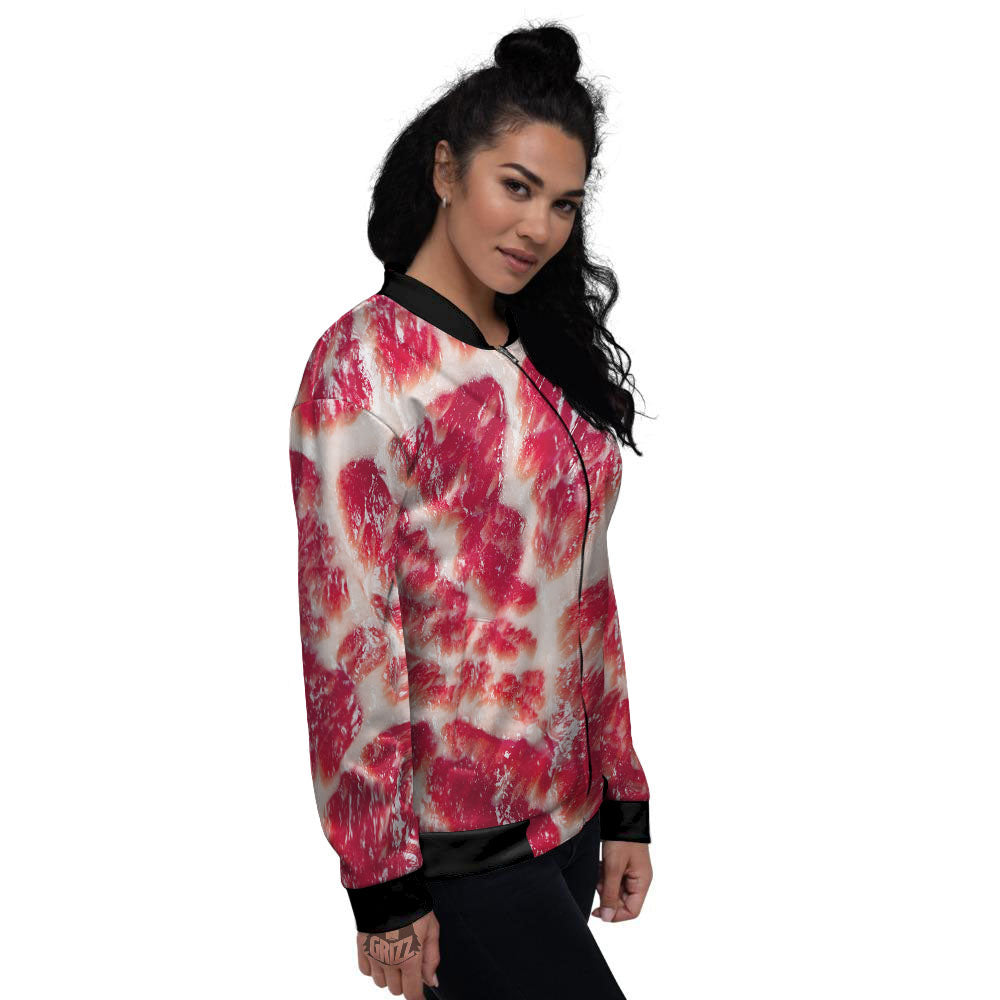 Fresh Meat Print Women's Bomber Jacket-grizzshop