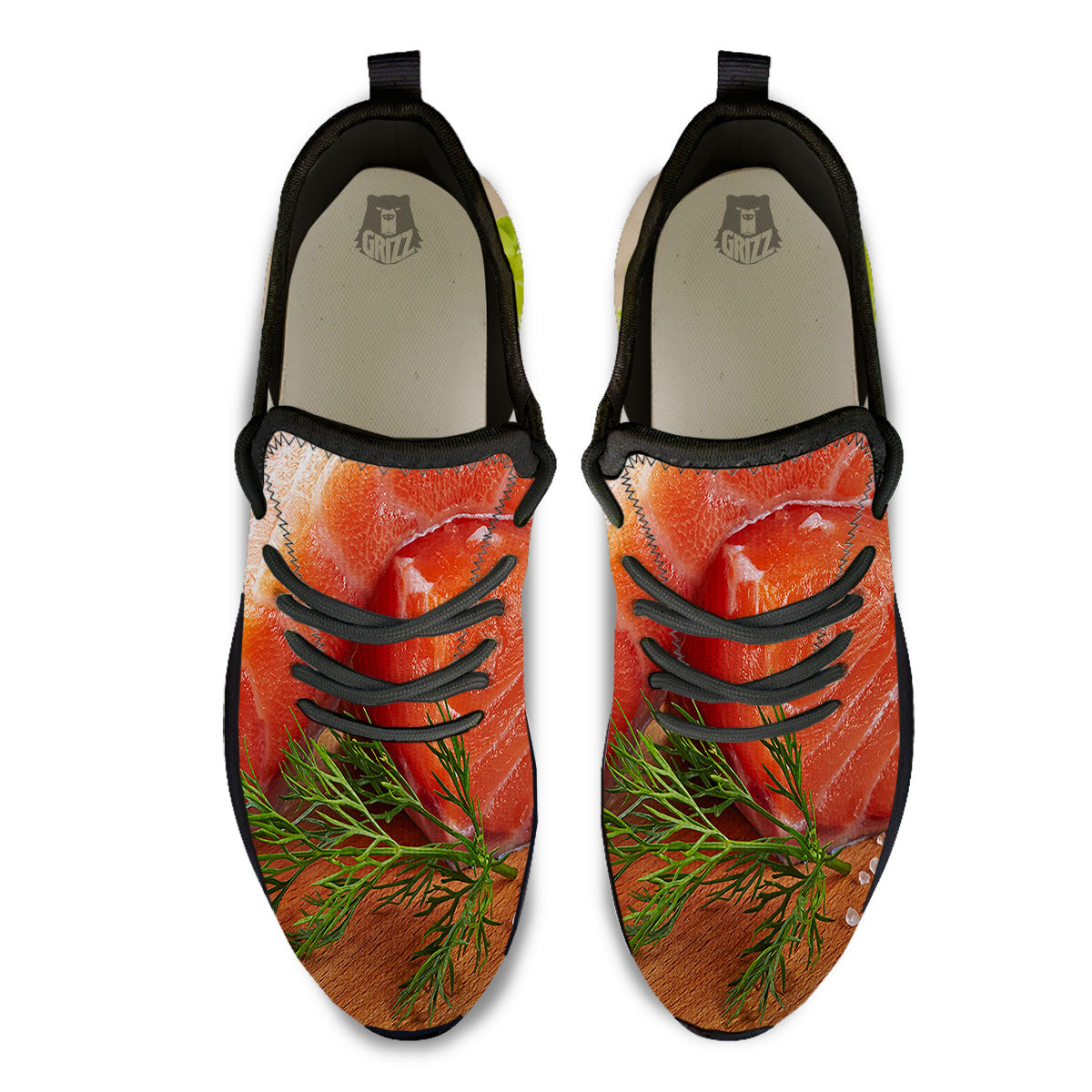 Fresh Salmon Print Black Athletic Shoes-grizzshop