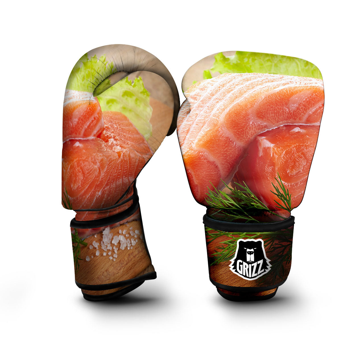 Fresh Salmon Print Boxing Gloves-grizzshop