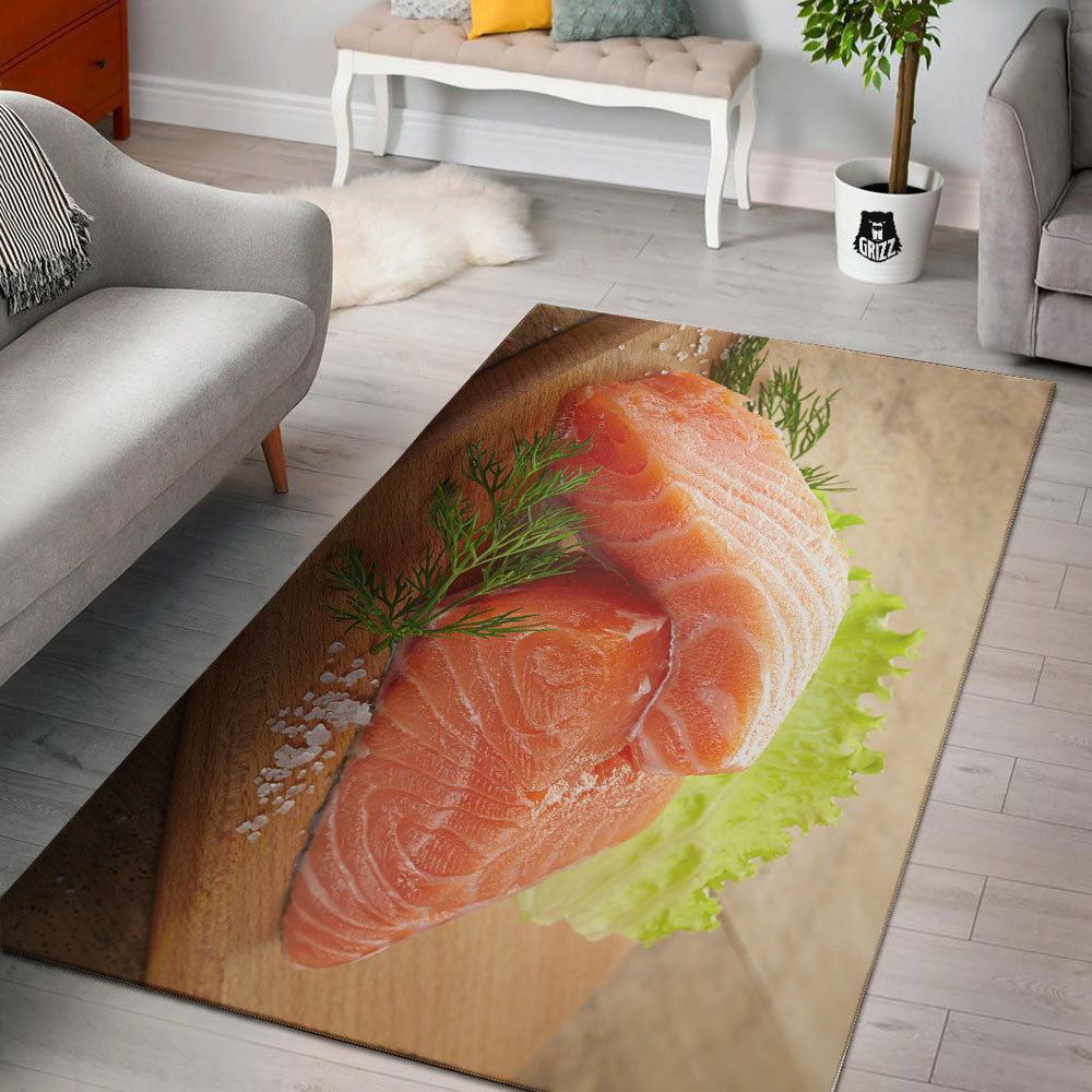 Fresh Salmon Print Floor Mat-grizzshop