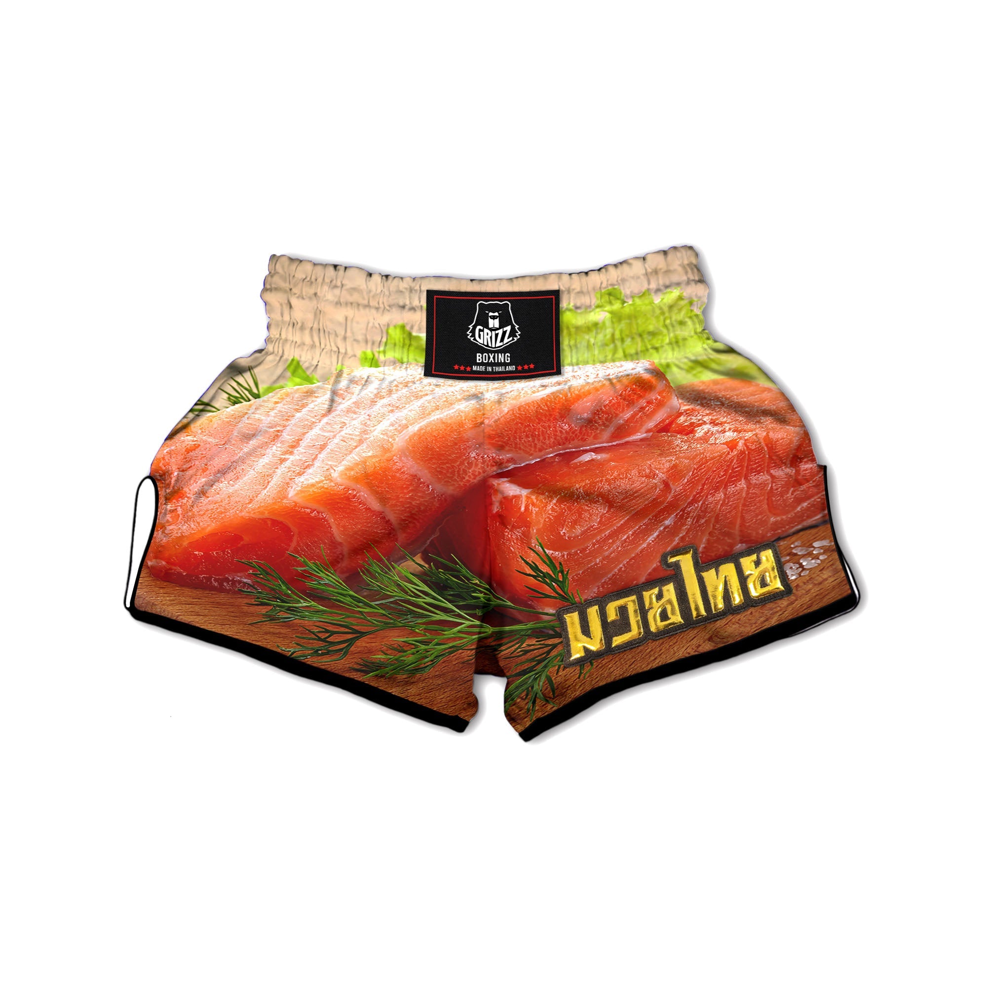 Fresh Salmon Print Muay Thai Boxing Shorts-grizzshop