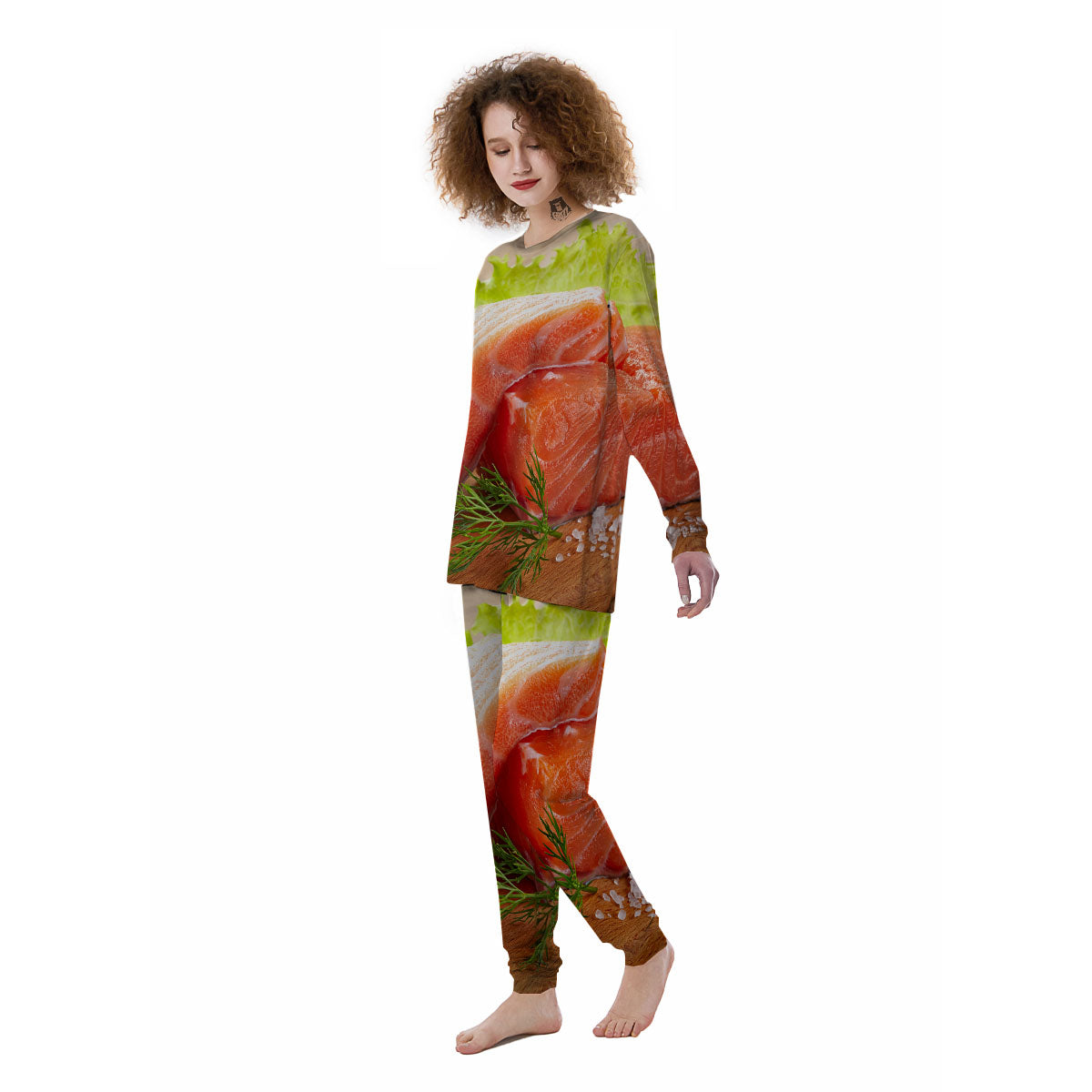 Fresh Salmon Print Women's Pajamas-grizzshop