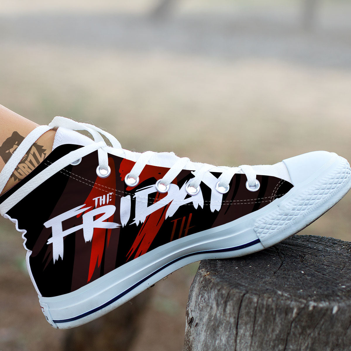 Friday 13 Print White High Top Shoes-grizzshop