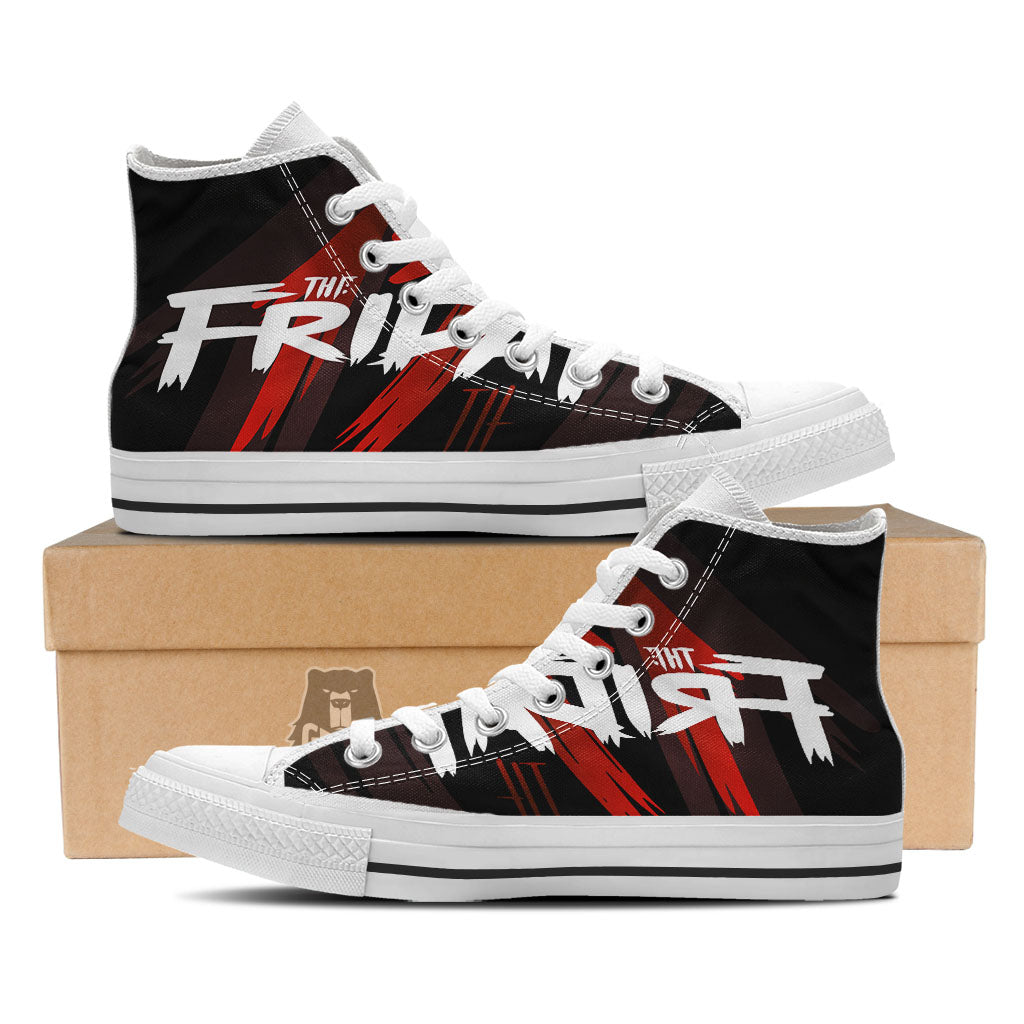 Friday 13 Print White High Top Shoes-grizzshop