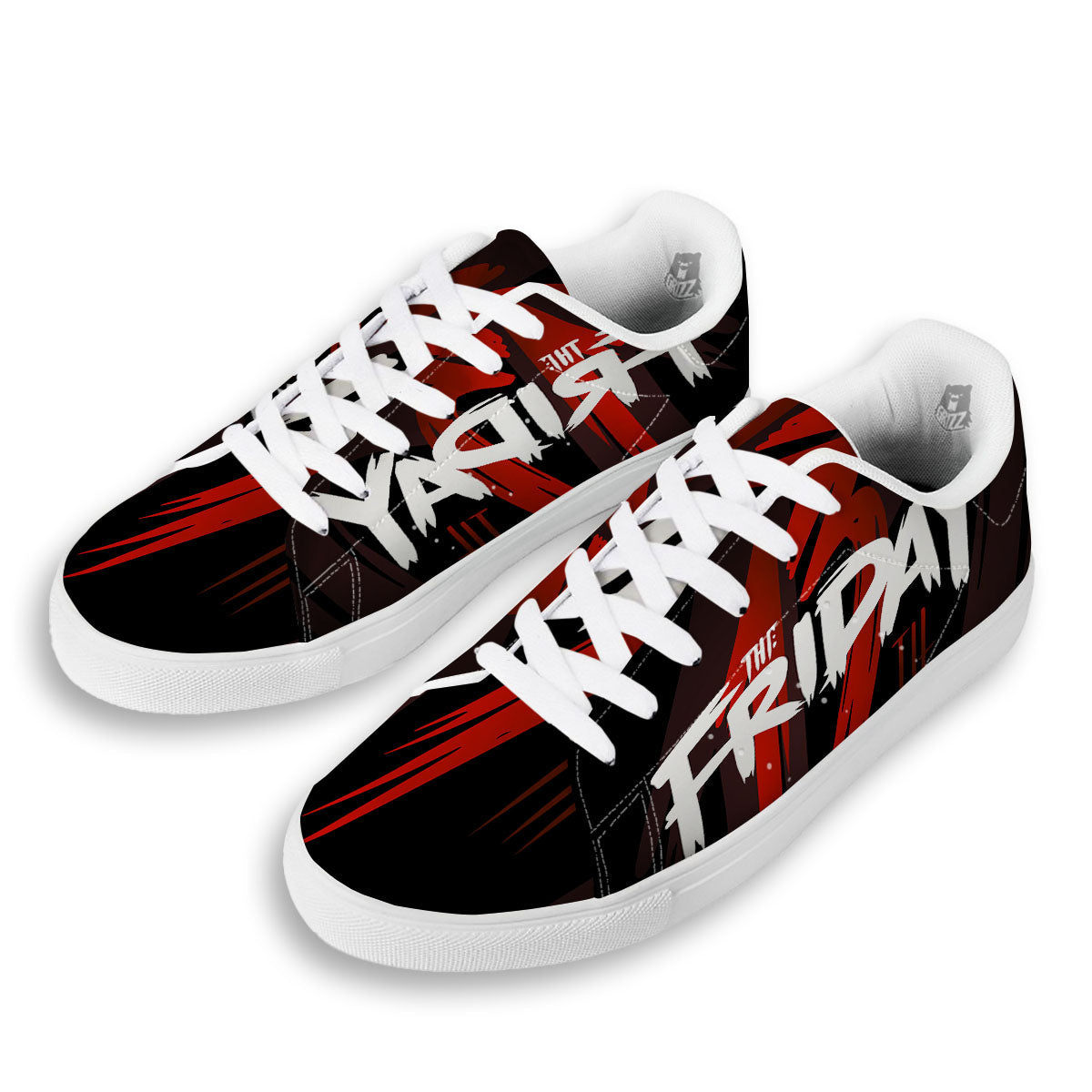 Friday 13 Print White Low Top Sneakers-grizzshop