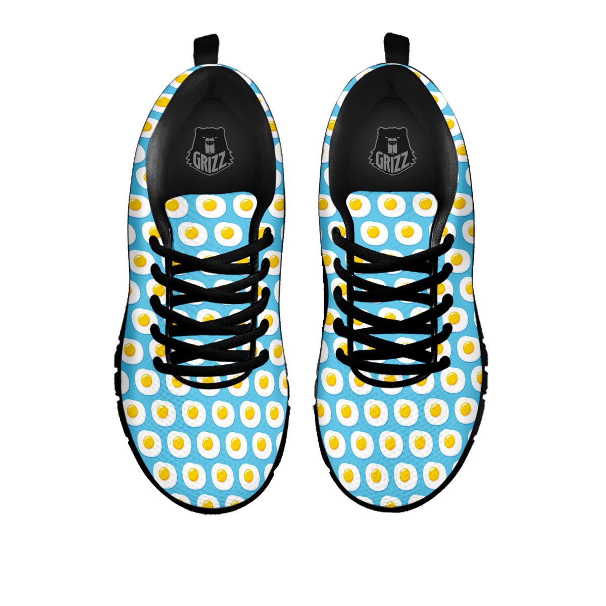 Fried Eggs Blue Print Pattern Black Sneaker-grizzshop