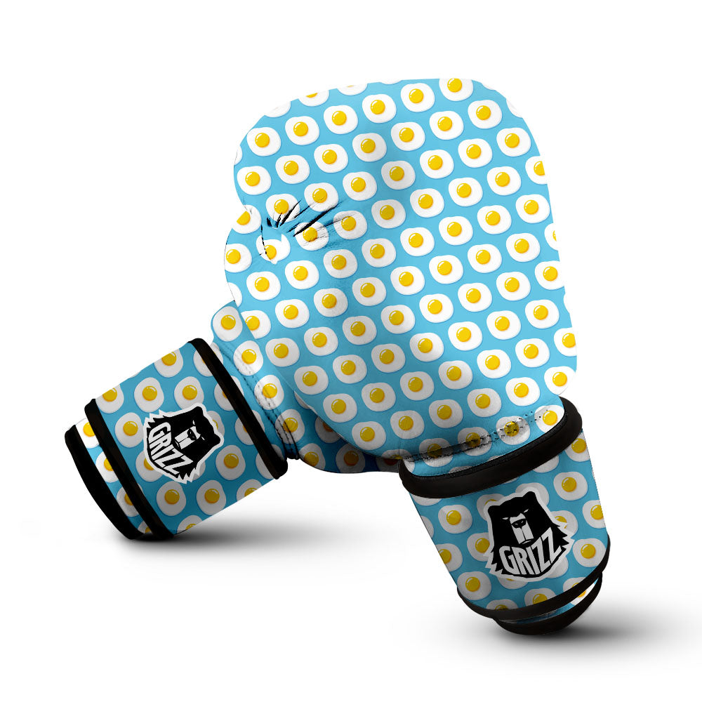 Fried Eggs Blue Print Pattern Boxing Gloves-grizzshop