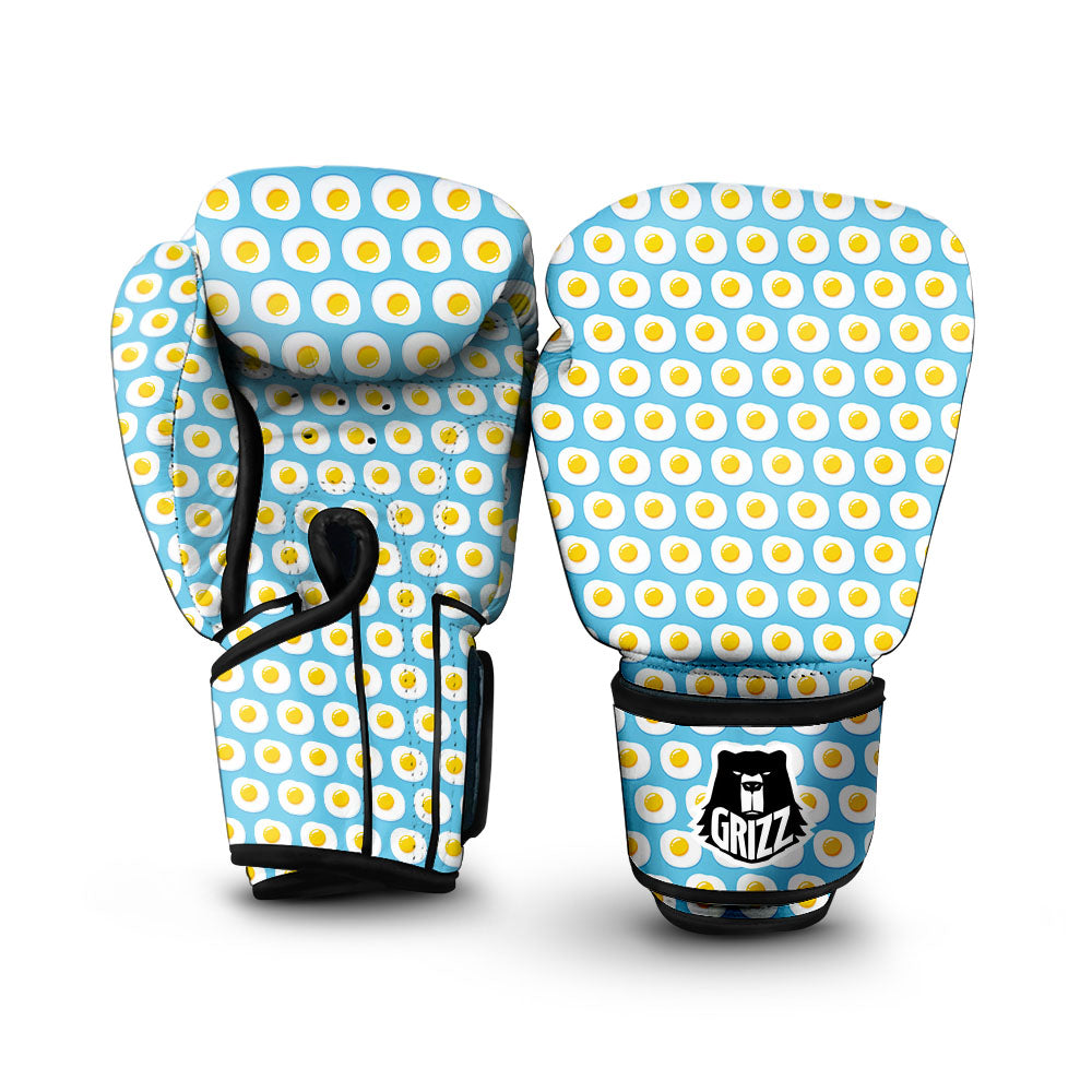 Fried Eggs Blue Print Pattern Boxing Gloves-grizzshop