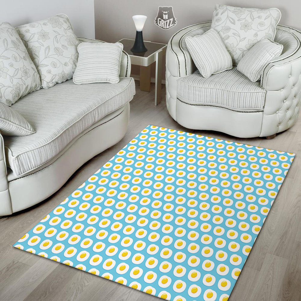 Fried Eggs Blue Print Pattern Floor Mat-grizzshop
