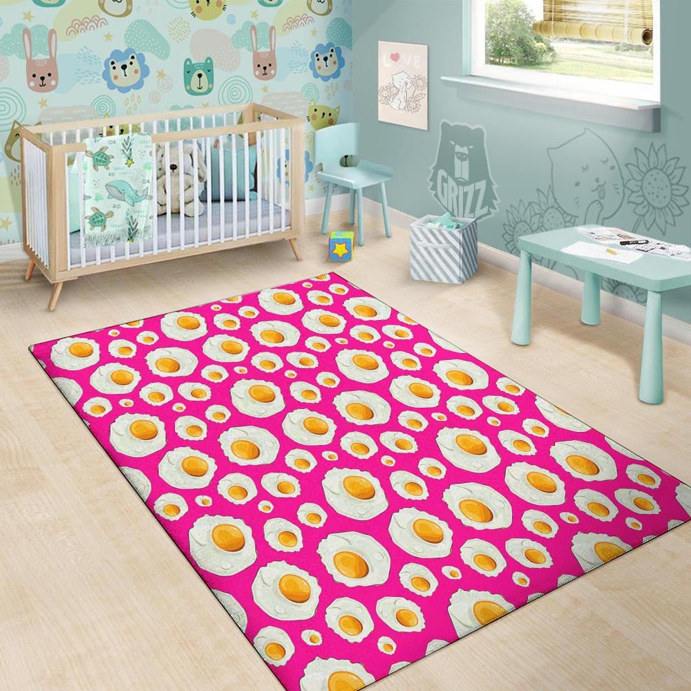 Fried Eggs Pink Print Pattern Floor Mat-grizzshop
