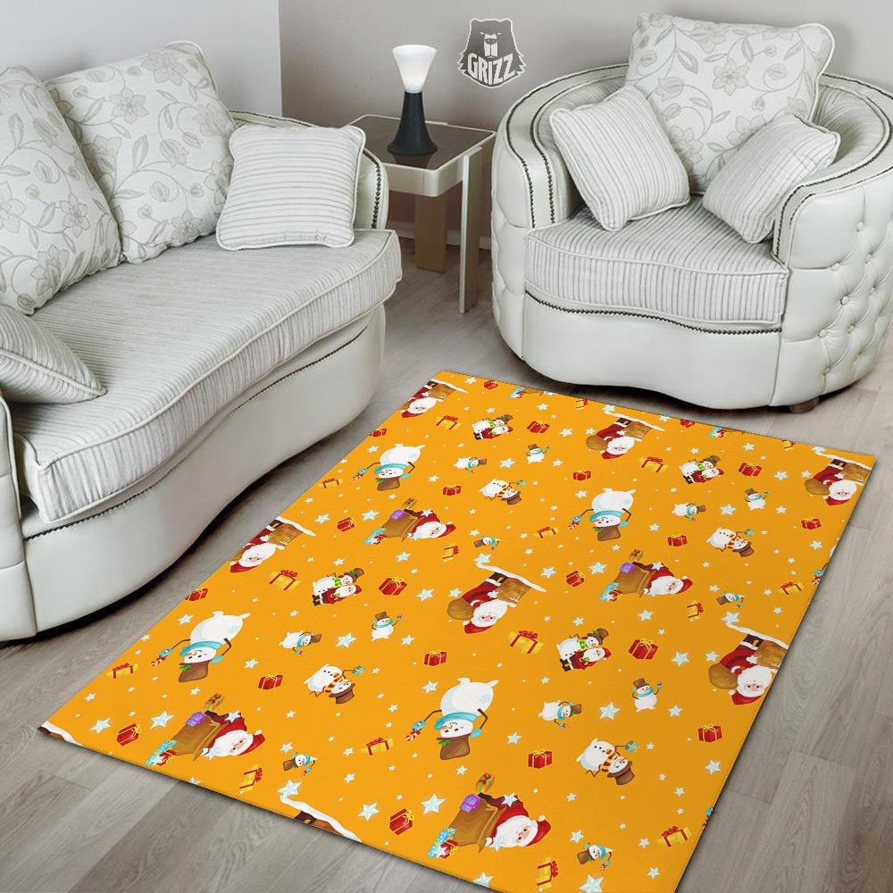 Friends And Santa Claus Print Pattern Floor Mat-grizzshop