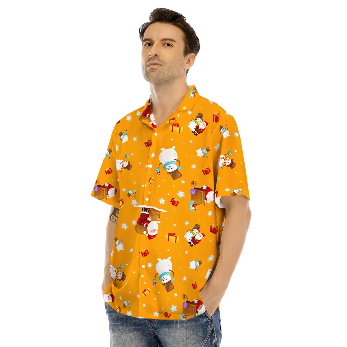 Friends And Santa Claus Print Pattern Men's Hawaiian Shirt-grizzshop