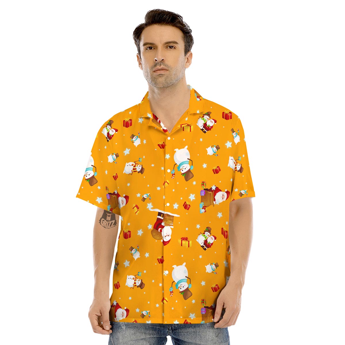 Friends And Santa Claus Print Pattern Men's Hawaiian Shirt-grizzshop