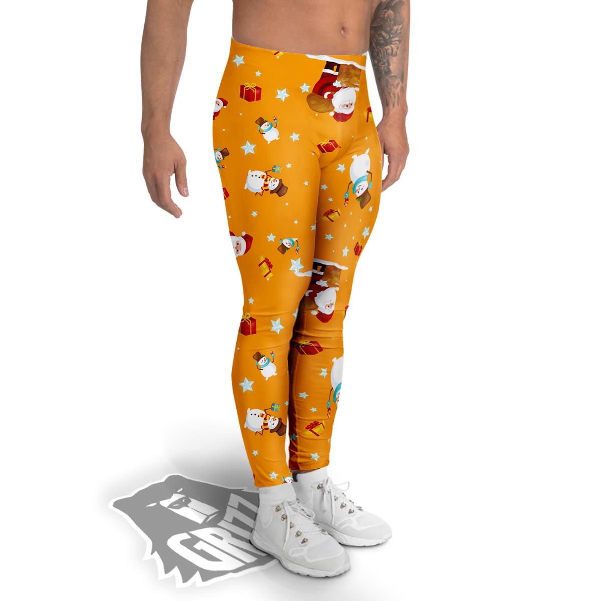 Friends And Santa Claus Print Pattern Men's Leggings-grizzshop