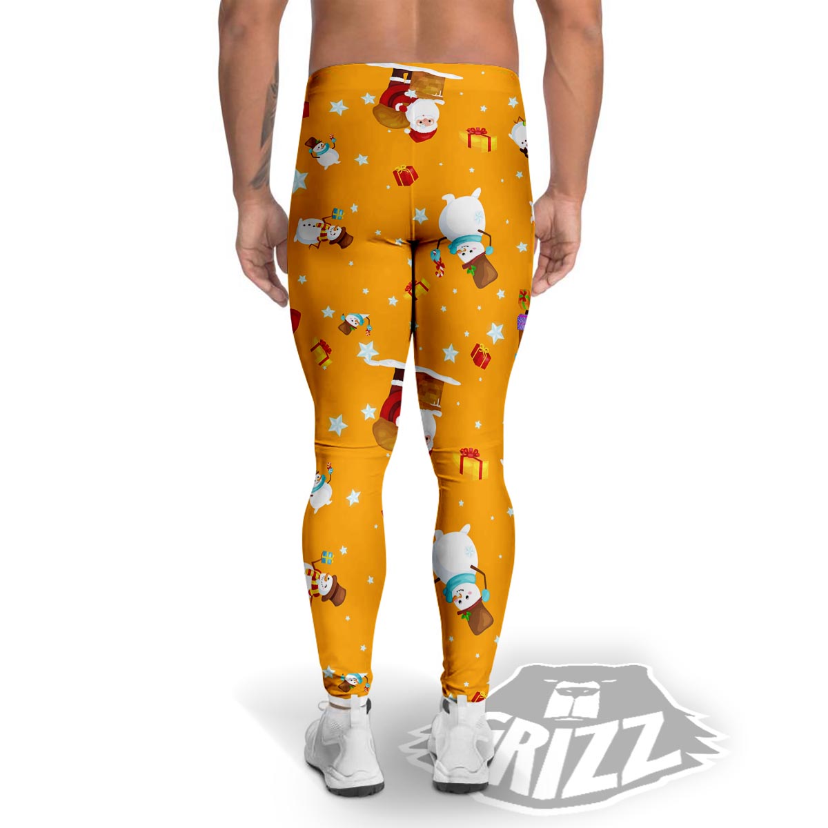 Friends And Santa Claus Print Pattern Men's Leggings-grizzshop